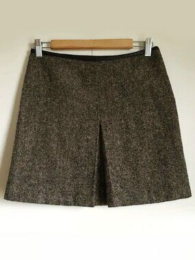 Vintage Academia RW&CO. Wool Pleated Mini Skirt Dark - Size 3